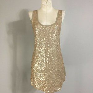 Vivienne Tam Gold Sequin Tank Tunic Top S | Holiday NYE Glam Y2K